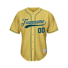Custom Sublimation Gold Pinstripe Baseball Jersey