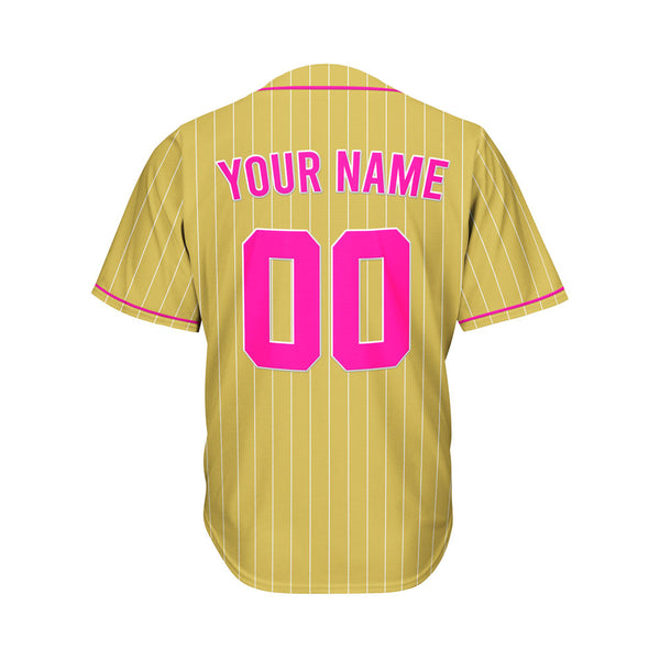 Custom Sublimation Gold Pinstripe Baseball Jersey