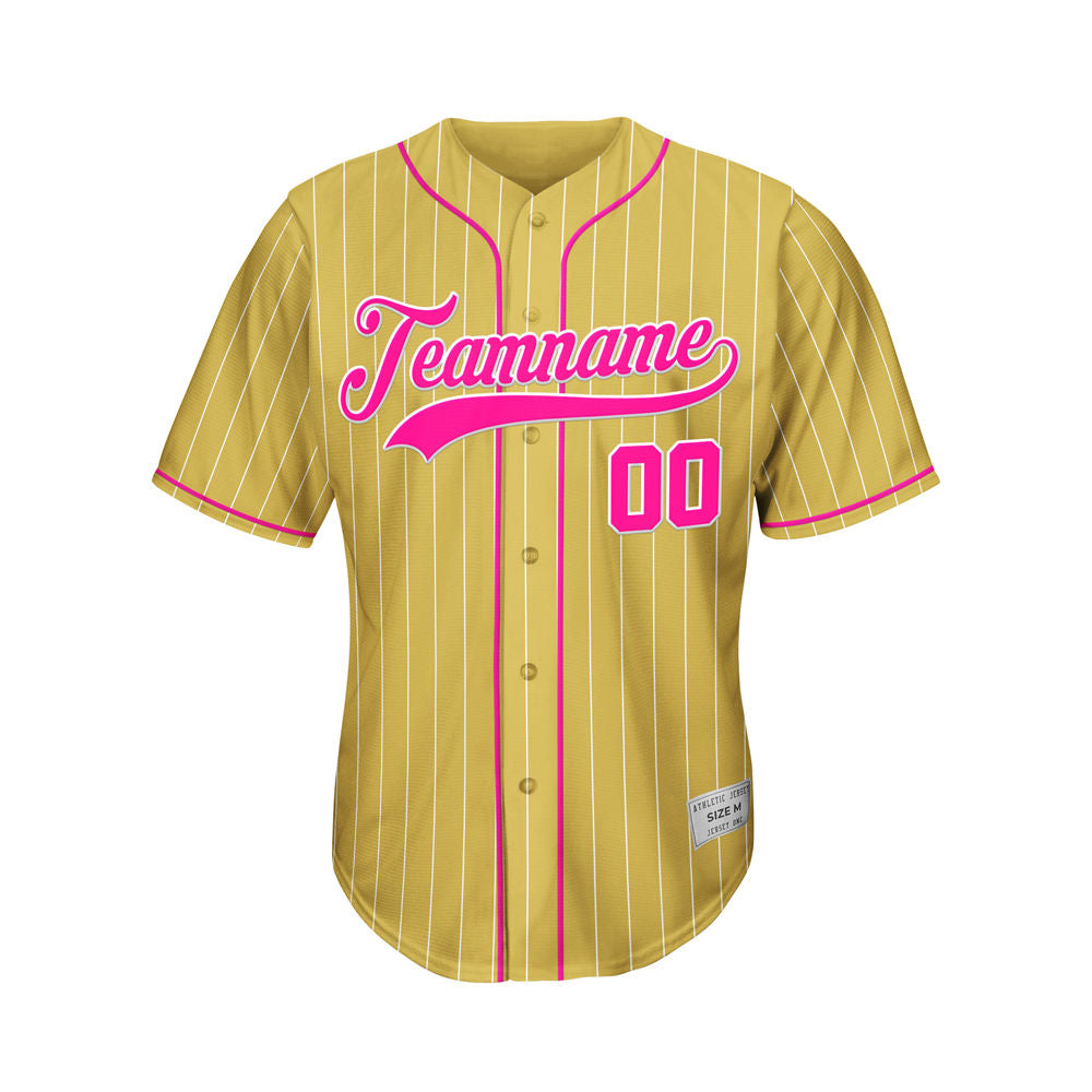 Custom Sublimation Gold Pinstripe Baseball Jersey