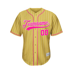 Custom Sublimation Gold Pinstripe Baseball Jersey