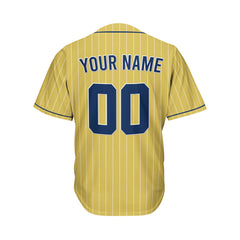 Custom Sublimation Gold Pinstripe Baseball Jersey