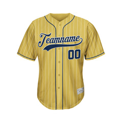 Custom Sublimation Gold Pinstripe Baseball Jersey