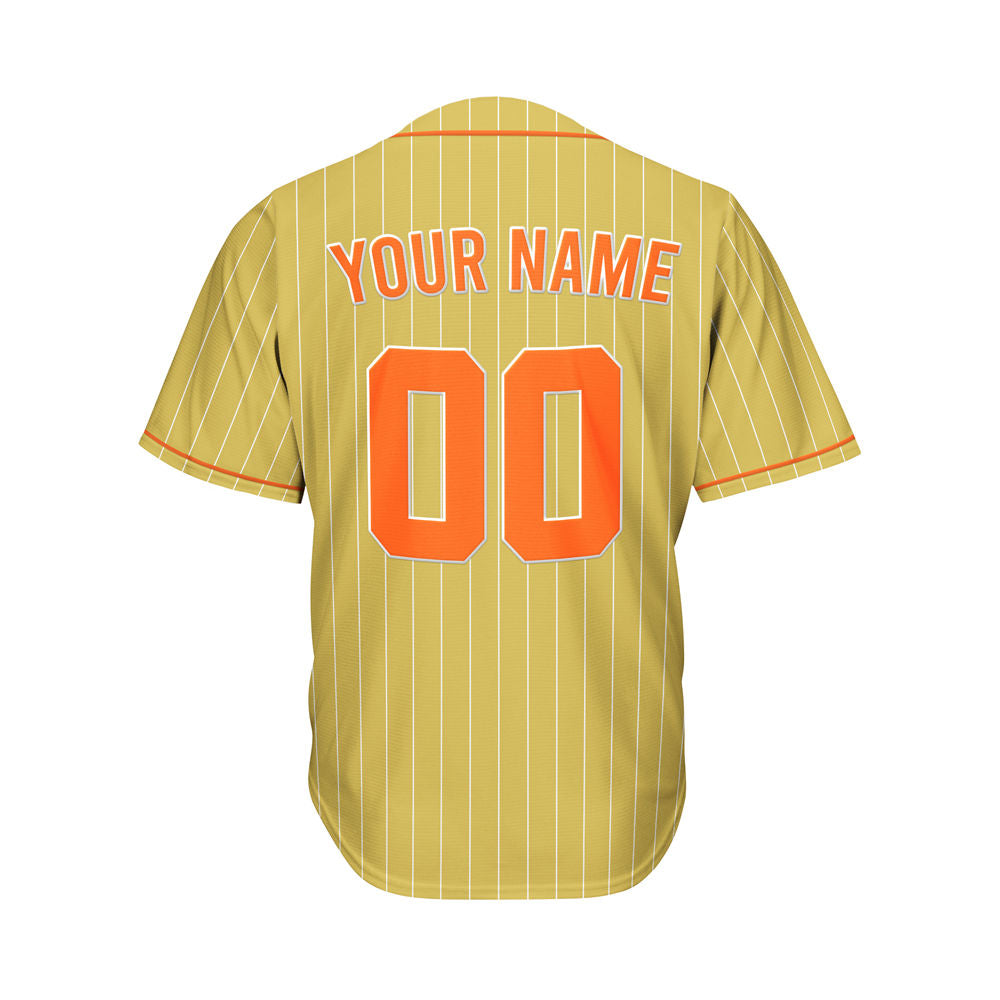 Custom Sublimation Gold Pinstripe Baseball Jersey