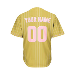 Custom Sublimation Gold Pinstripe Baseball Jersey
