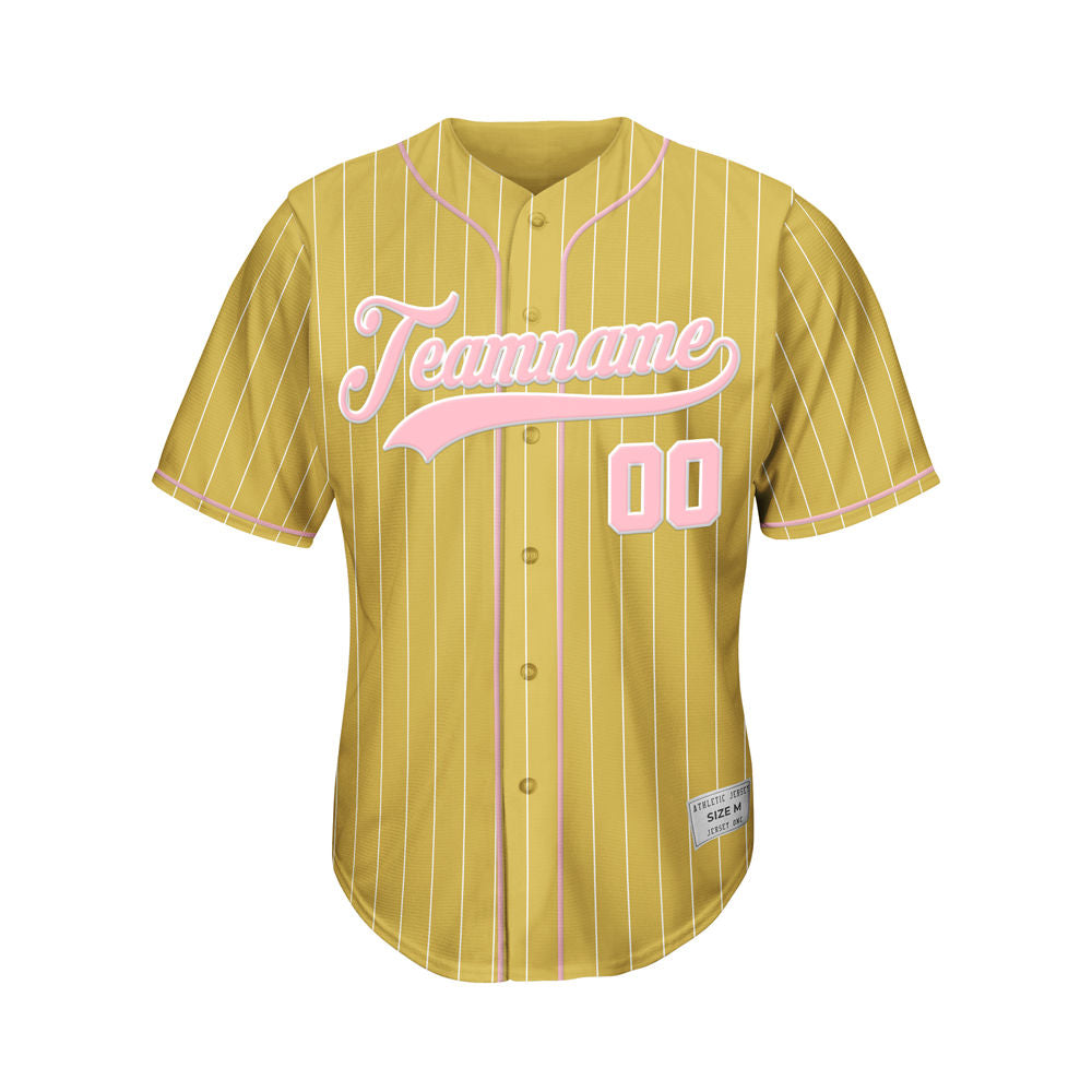 Custom Sublimation Gold Pinstripe Baseball Jersey