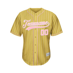 Custom Sublimation Gold Pinstripe Baseball Jersey