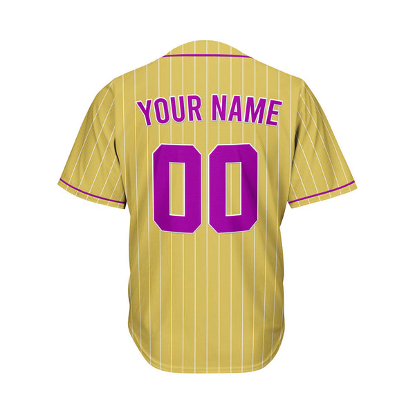 Custom Sublimation Gold Pinstripe Baseball Jersey
