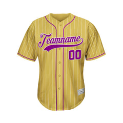 Custom Sublimation Gold Pinstripe Baseball Jersey