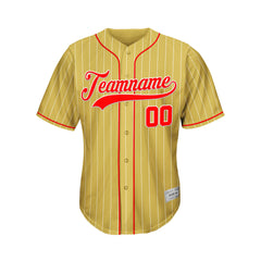Custom Sublimation Gold Pinstripe Baseball Jersey
