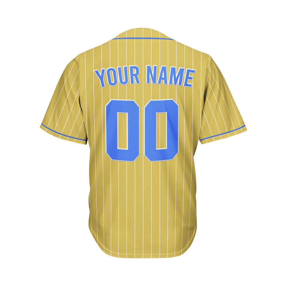 Custom Sublimation Gold Pinstripe Baseball Jersey