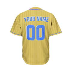 Custom Sublimation Gold Pinstripe Baseball Jersey