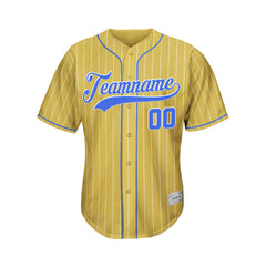 Custom Sublimation Gold Pinstripe Baseball Jersey