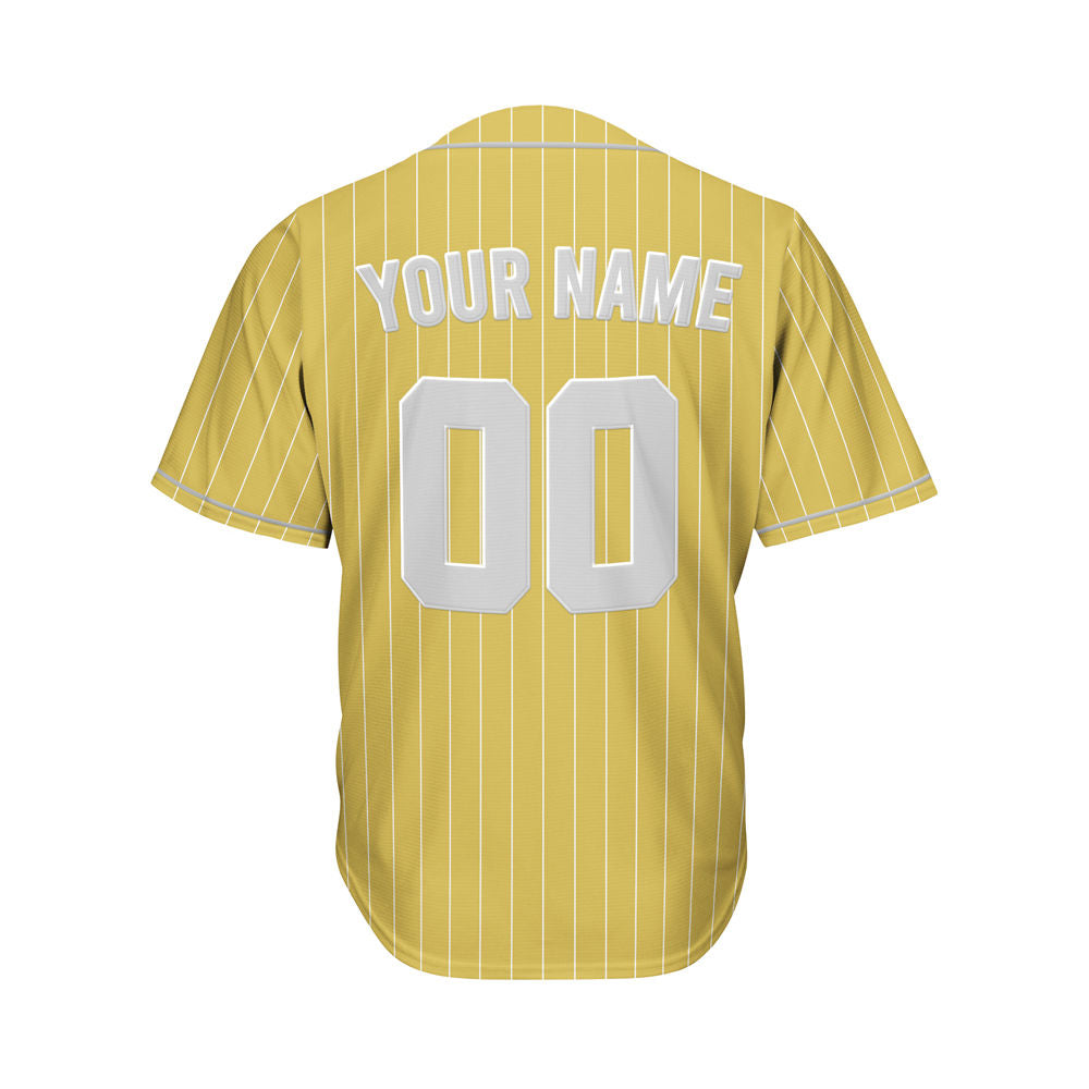 Custom Sublimation Gold Pinstripe Baseball Jersey