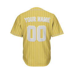 Custom Sublimation Gold Pinstripe Baseball Jersey
