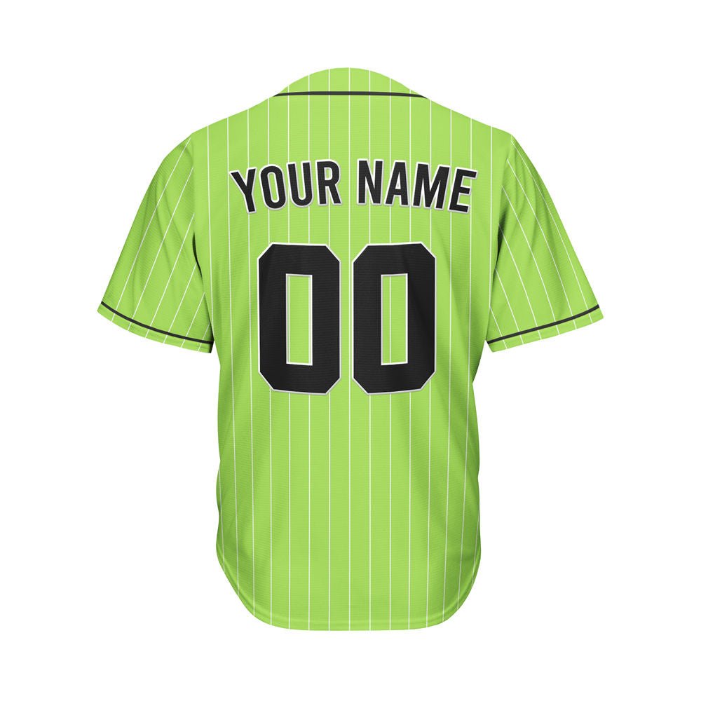 Custom Pinstripe Baseball Jersey Green Black Sublimation Jersey One