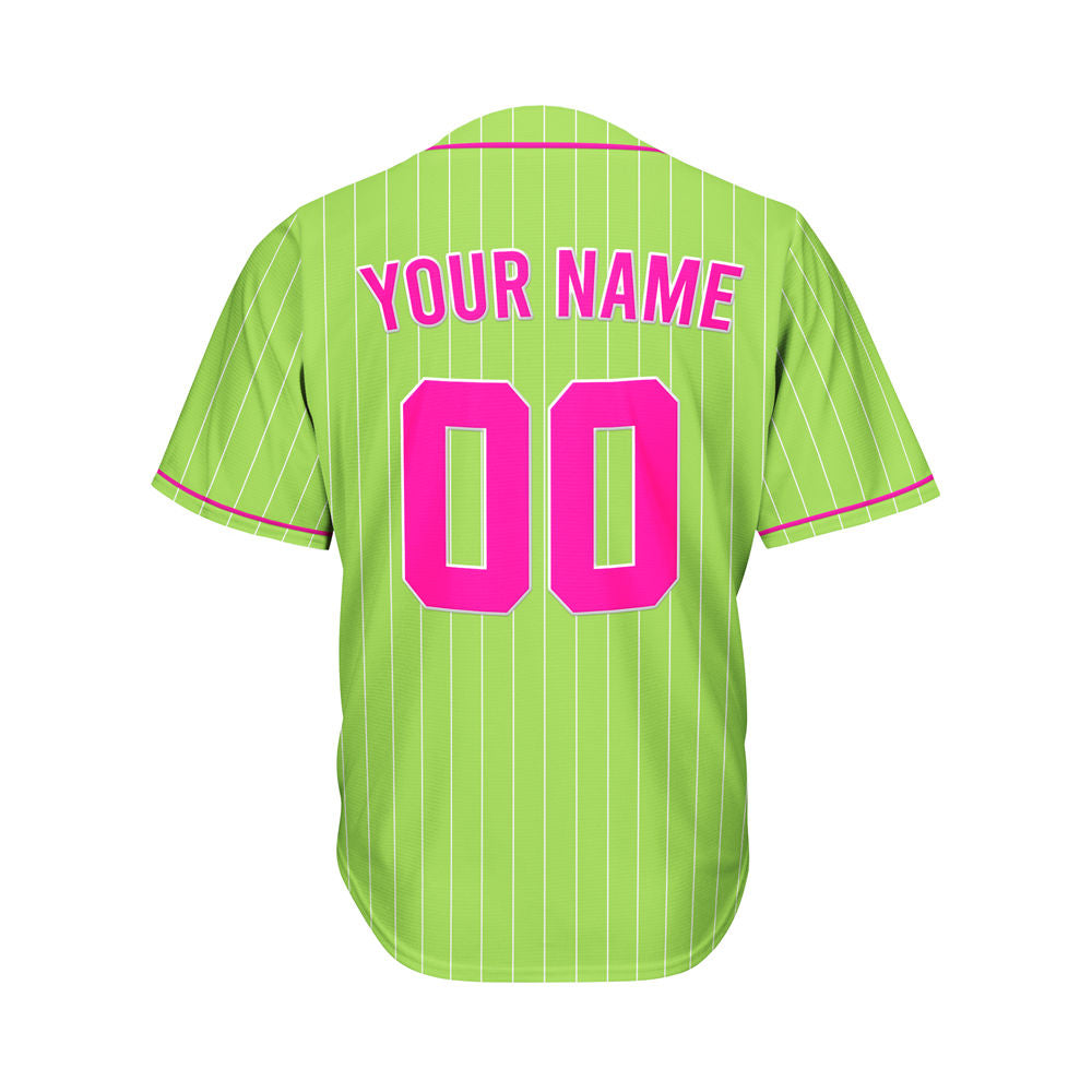 Custom Sublimation Green Pinstripe Baseball Jersey