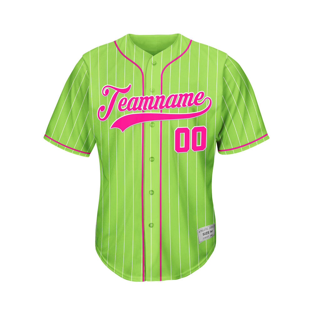 Custom Sublimation Green Pinstripe Baseball Jersey