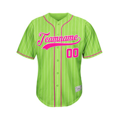 Custom Sublimation Green Pinstripe Baseball Jersey