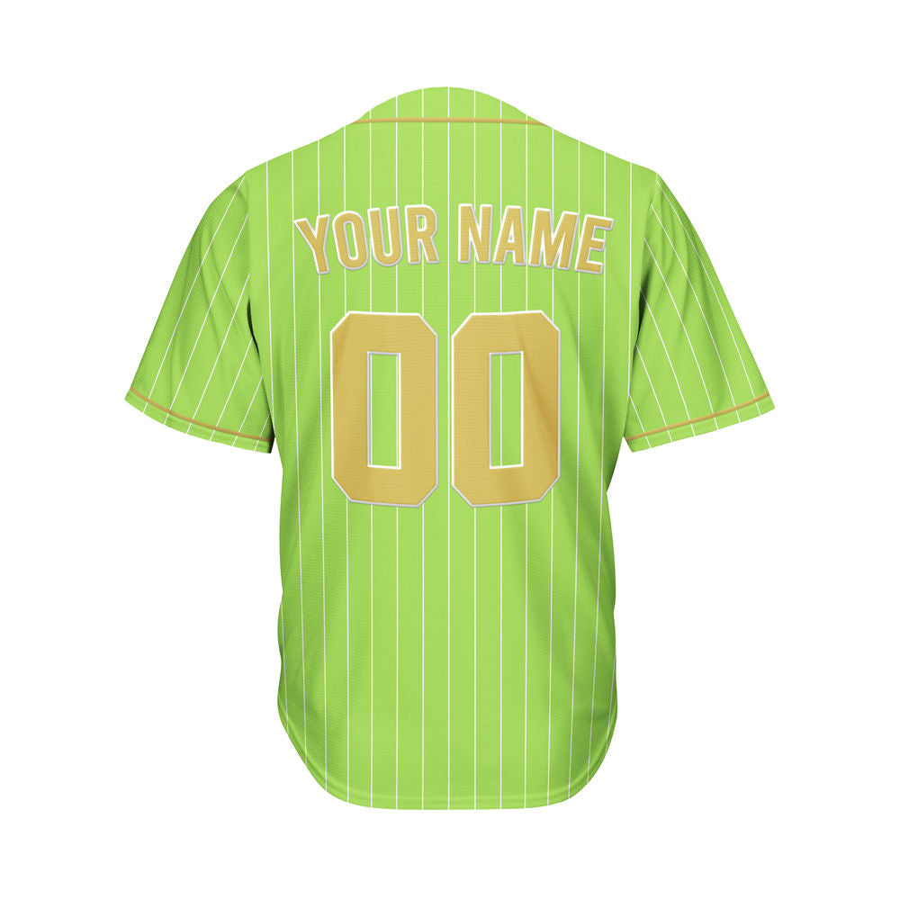 Custom Sublimation Green Pinstripe Baseball Jersey