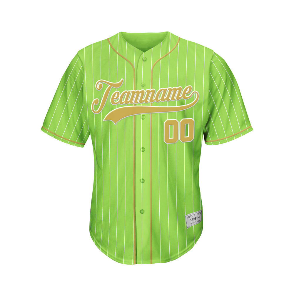 Custom Sublimation Green Pinstripe Baseball Jersey