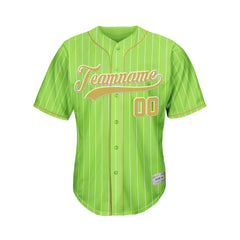 Custom Sublimation Green Pinstripe Baseball Jersey