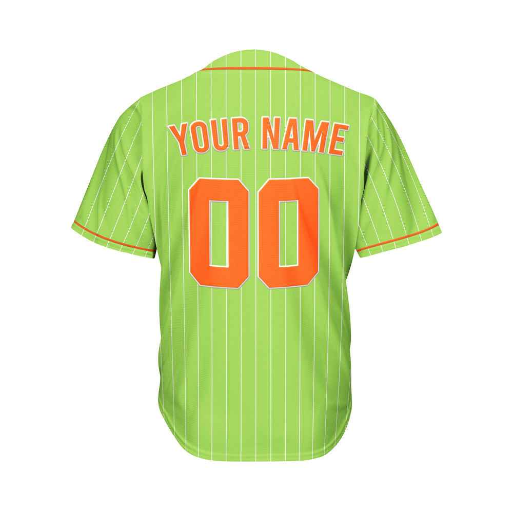 Custom Sublimation Green Pinstripe Baseball Jersey