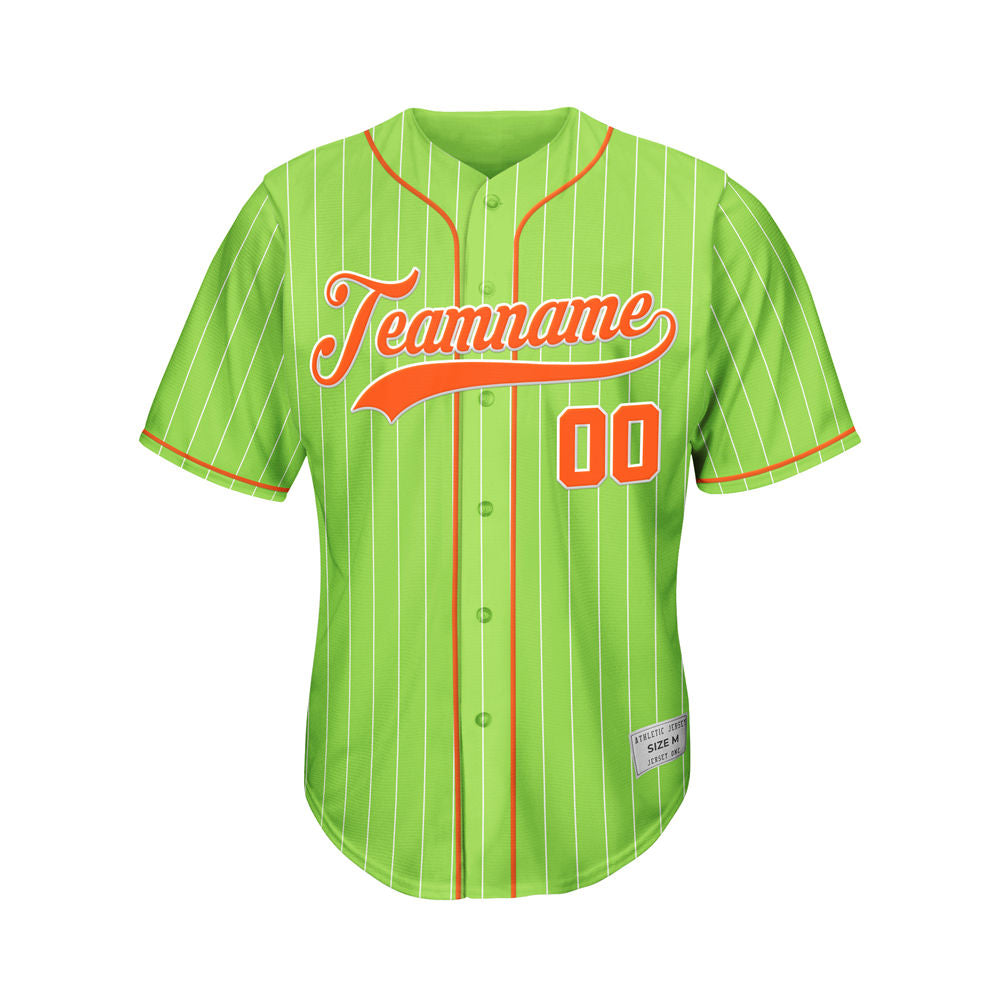 Custom Sublimation Green Pinstripe Baseball Jersey