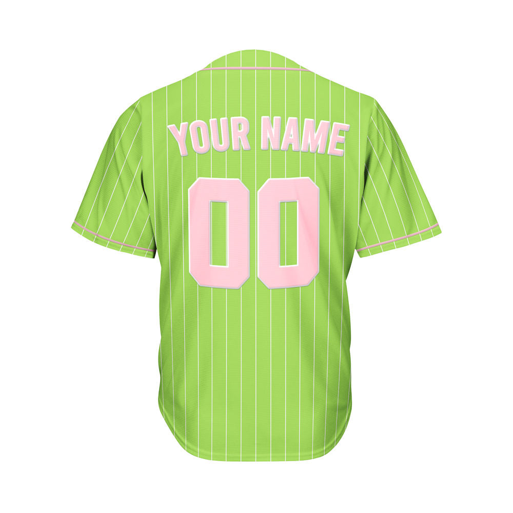 Custom Sublimation Green Pinstripe Baseball Jersey