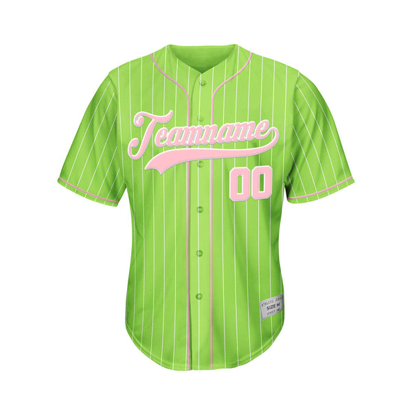 Custom Sublimation Green Pinstripe Baseball Jersey