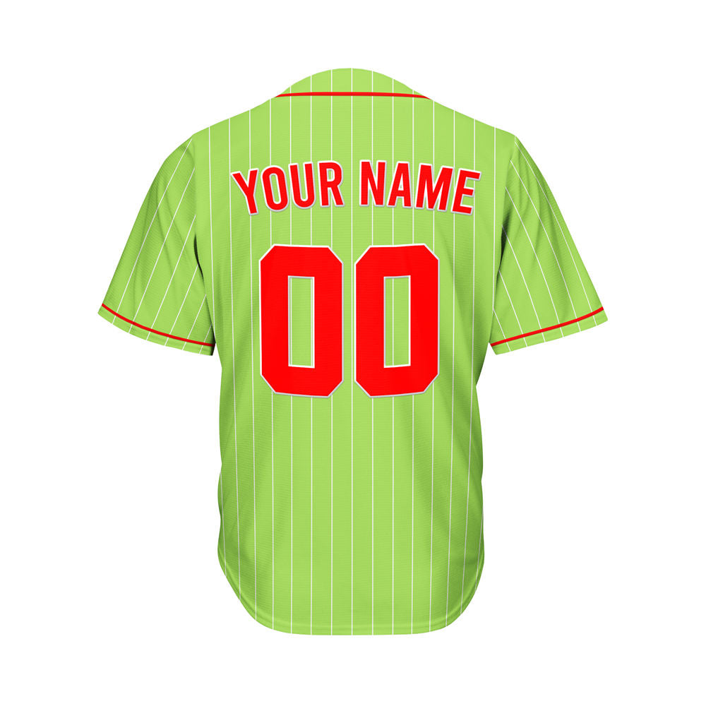 Custom Sublimation Green Pinstripe Baseball Jersey