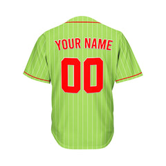 Custom Sublimation Green Pinstripe Baseball Jersey