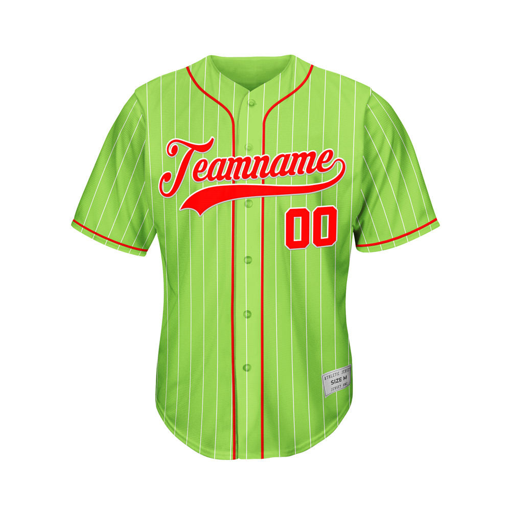 Custom Sublimation Green Pinstripe Baseball Jersey