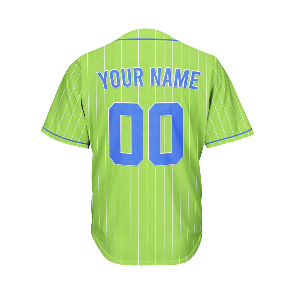 Custom Sublimation Green Pinstripe Baseball Jersey
