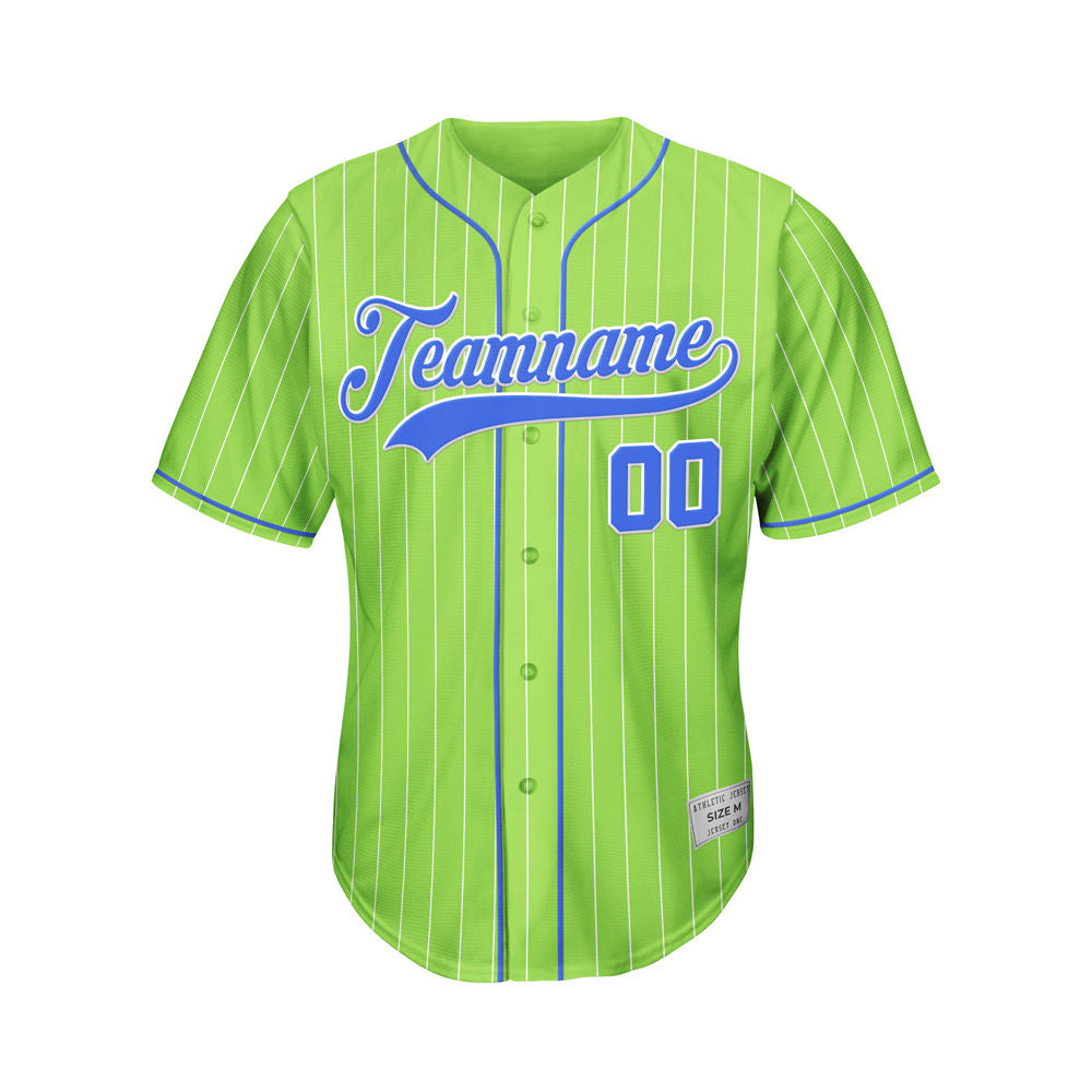 Custom Sublimation Green Pinstripe Baseball Jersey