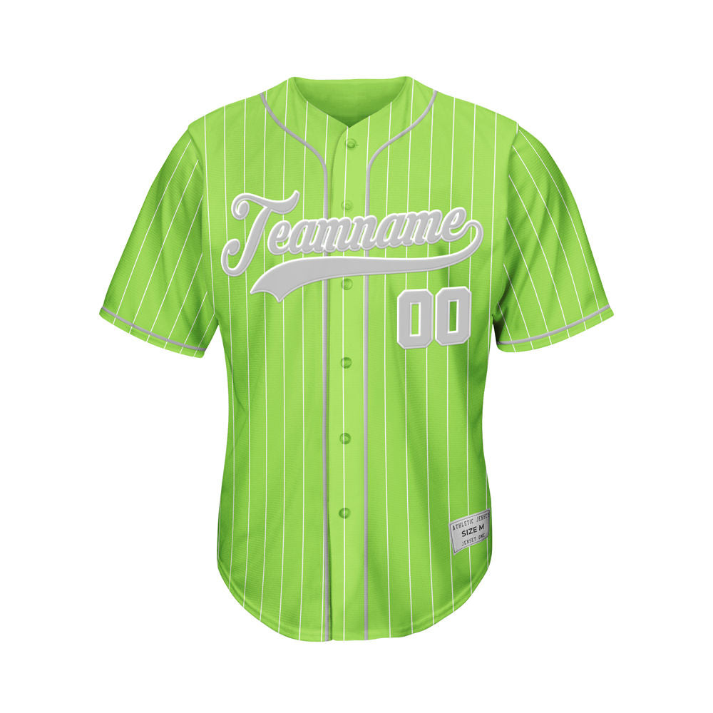 Custom Sublimation Green Pinstripe Baseball Jersey
