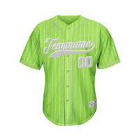 Custom Sublimation Green Pinstripe Baseball Jersey thumbnail