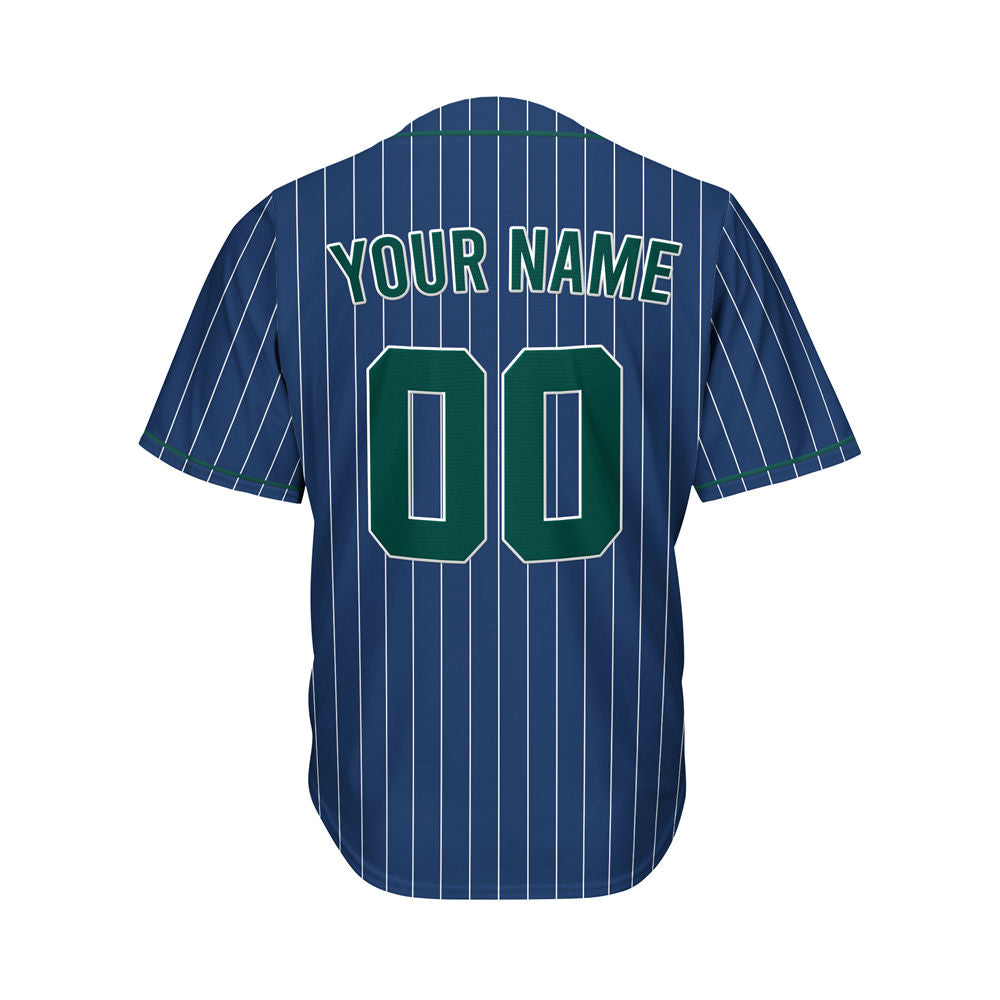 Custom Sublimation Navy Pinstripe Baseball Jersey