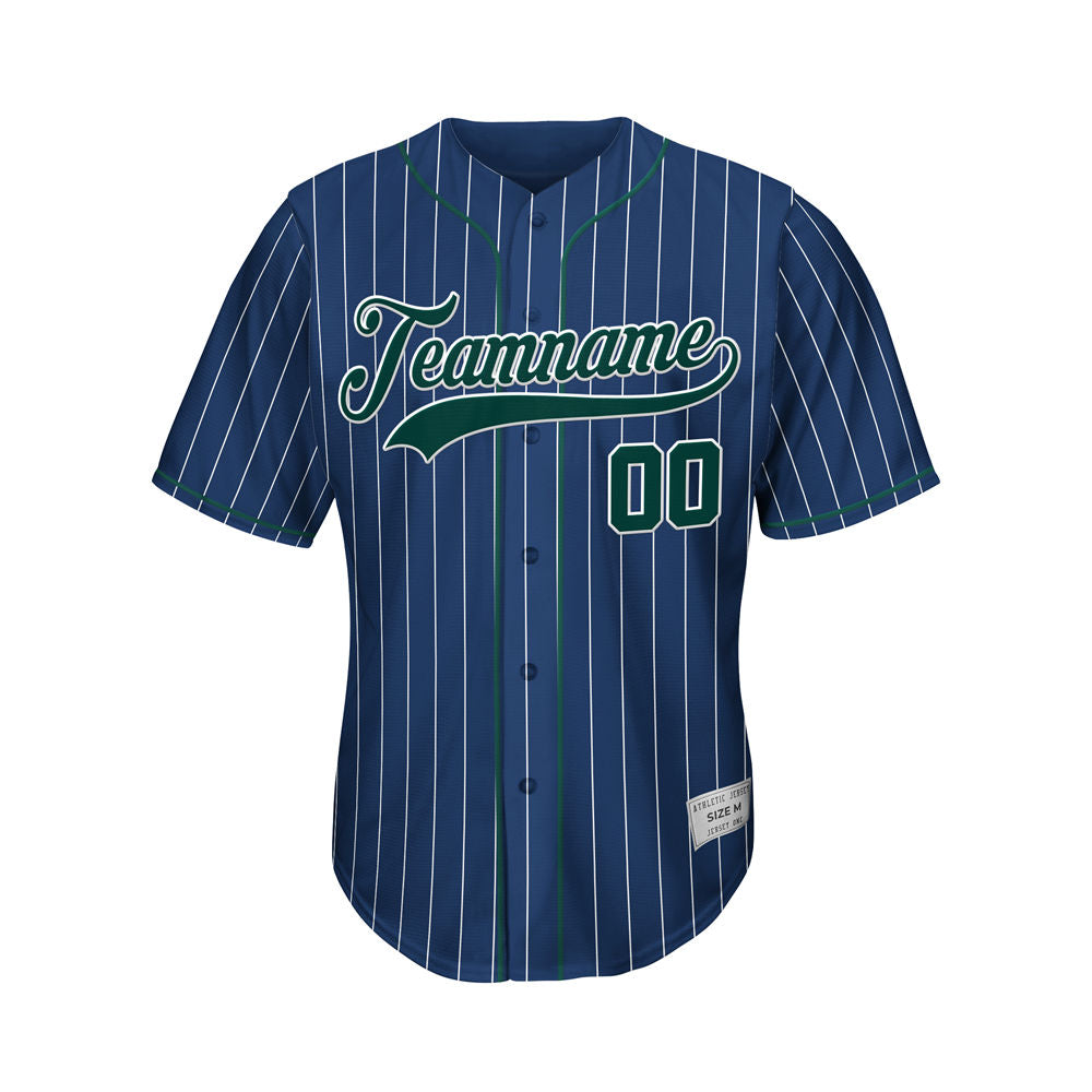 Custom Sublimation Navy Pinstripe Baseball Jersey