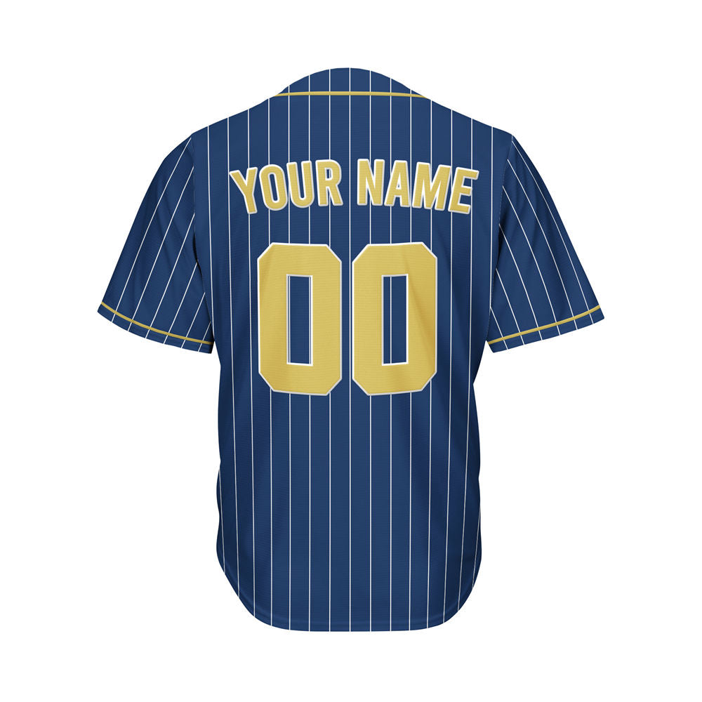 Custom Sublimation Navy Pinstripe Baseball Jersey