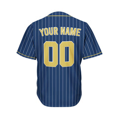 Custom Sublimation Navy Pinstripe Baseball Jersey