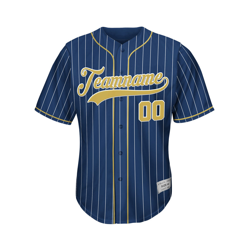 Custom Sublimation Navy Pinstripe Baseball Jersey