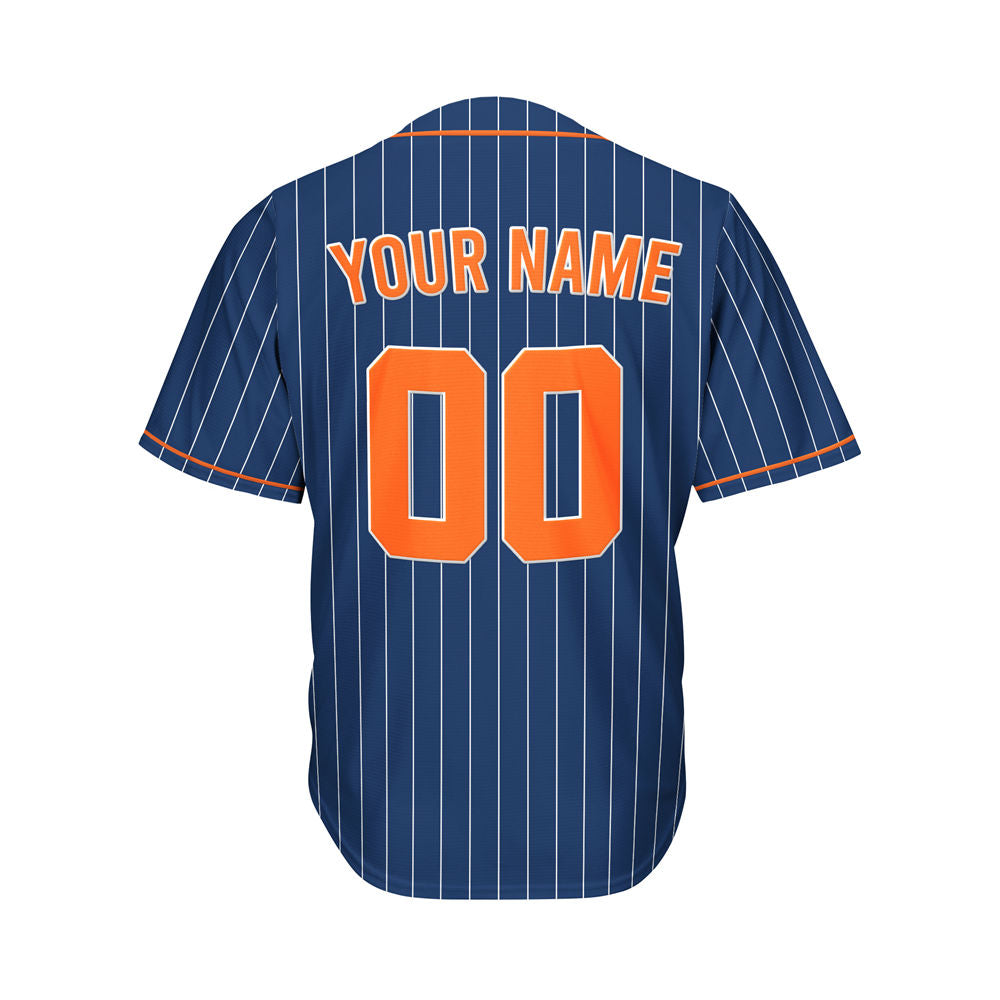 Custom Sublimation Navy Pinstripe Baseball Jersey