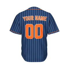 Custom Sublimation Navy Pinstripe Baseball Jersey
