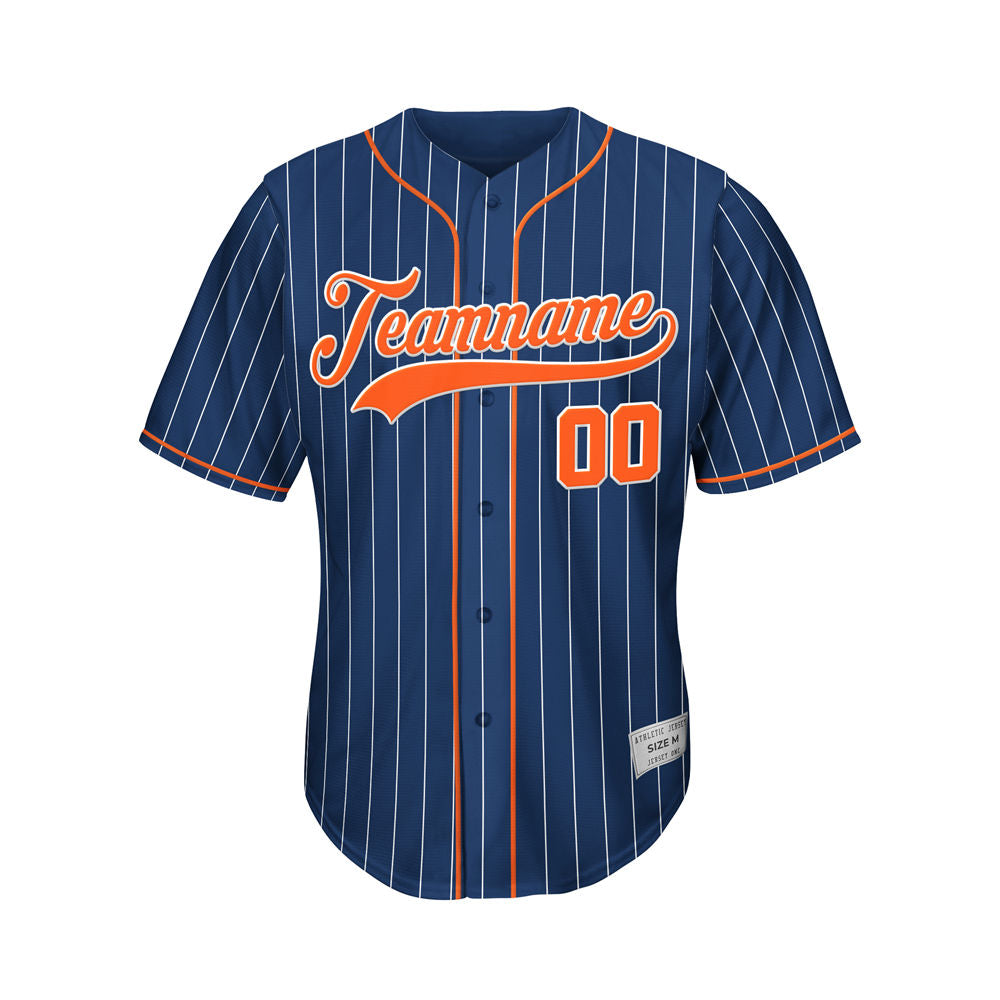 Custom Sublimation Navy Pinstripe Baseball Jersey