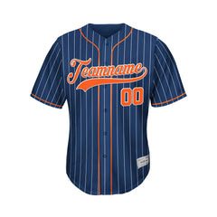 Custom Sublimation Navy Pinstripe Baseball Jersey