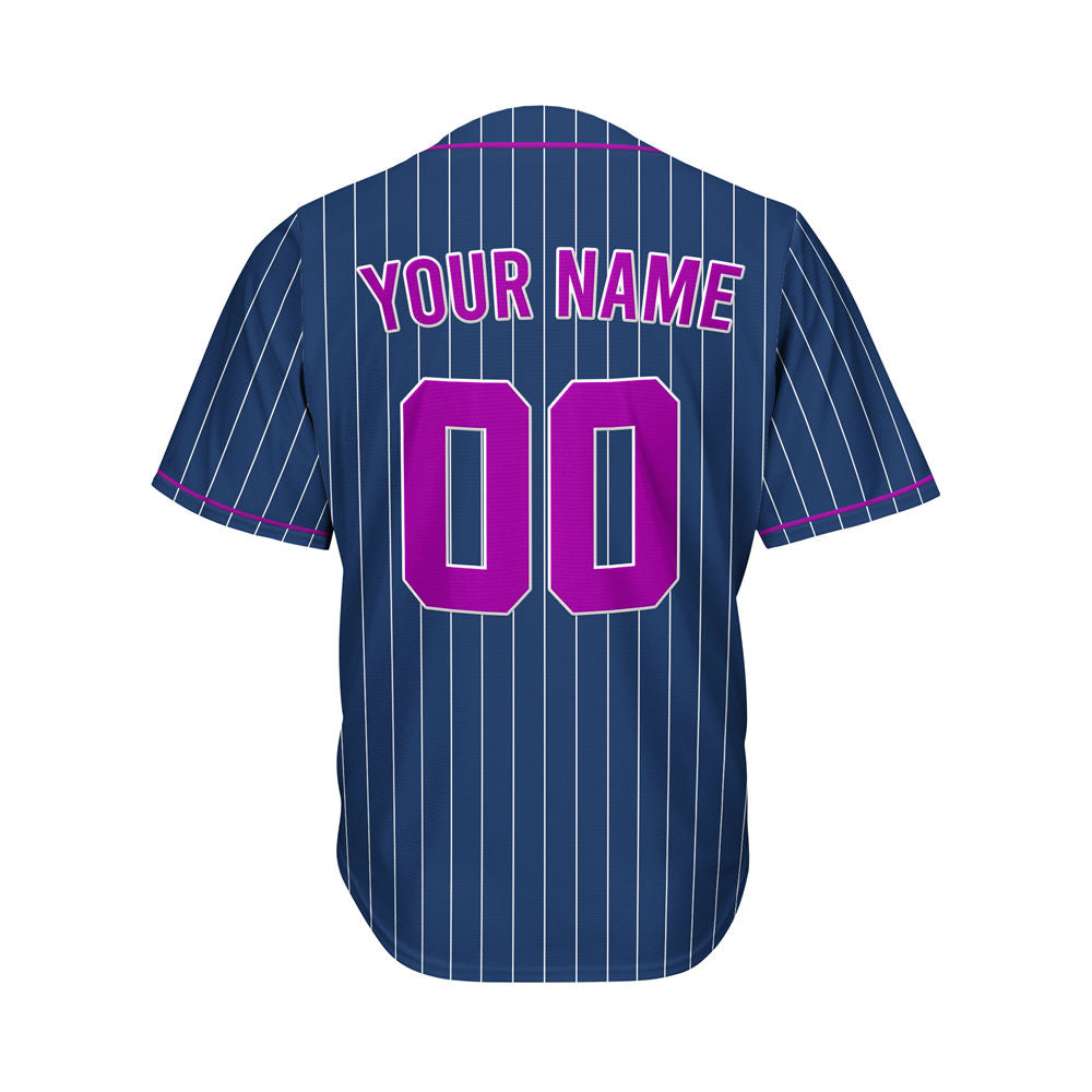 Custom Sublimation Navy Pinstripe Baseball Jersey