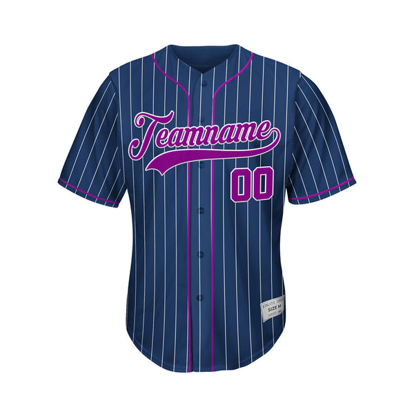 Custom Sublimation Navy Pinstripe Baseball Jersey