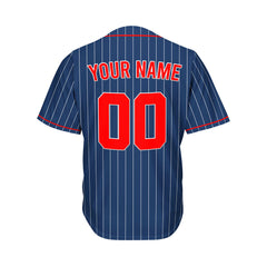 Custom Sublimation Navy Pinstripe Baseball Jersey
