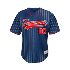 Custom Sublimation Navy Pinstripe Baseball Jersey