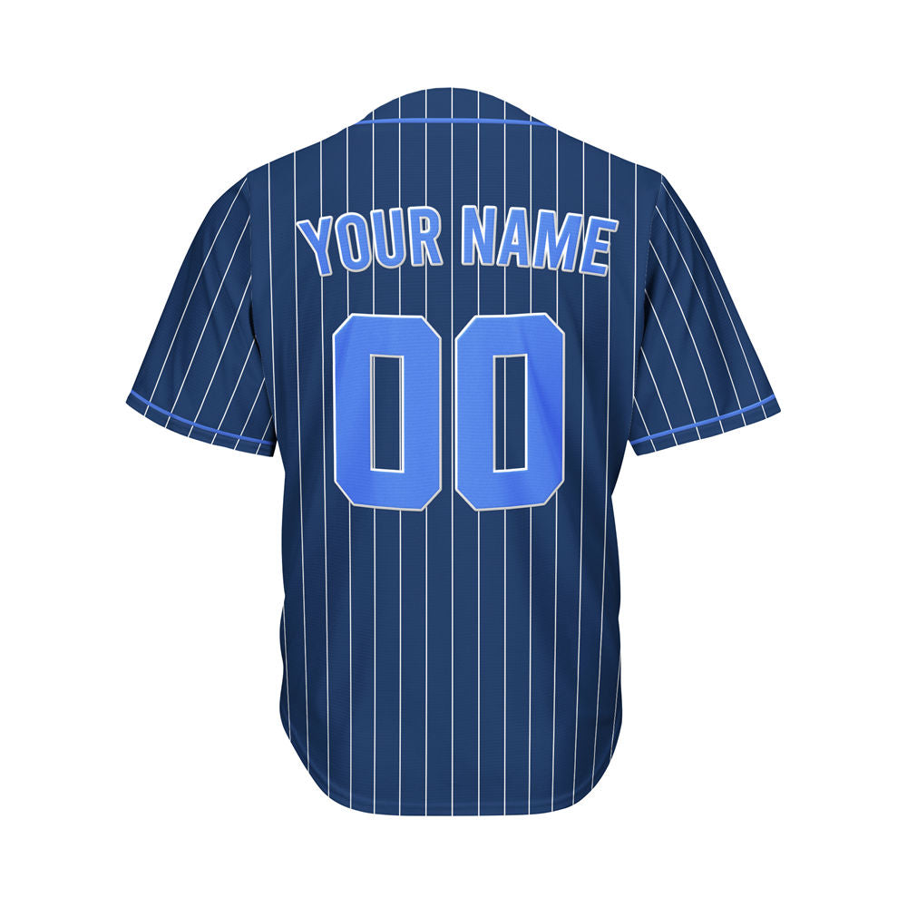 Custom Sublimation Navy Pinstripe Baseball Jersey